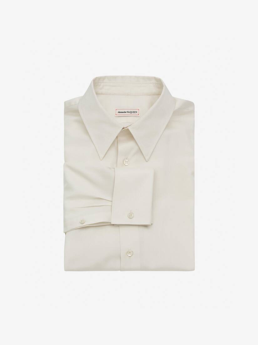 Camisas Alexander McQueen Silk Poplin Hombre - Blancos - Mexico 148-VJWQOE